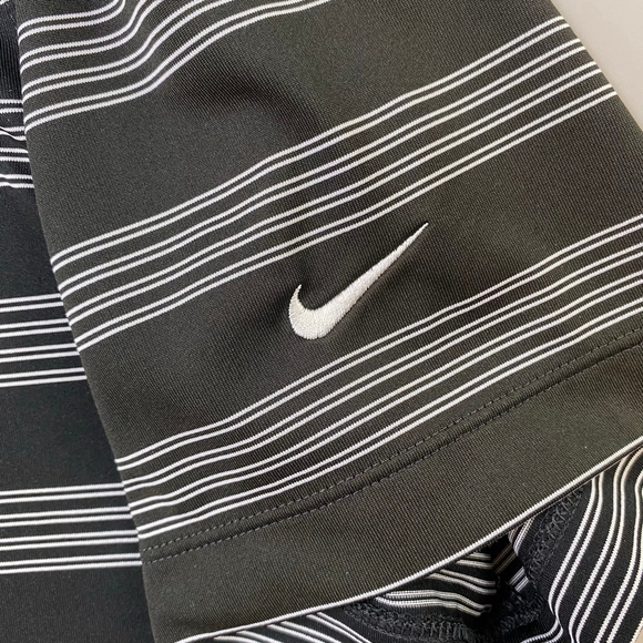 Nike Golf Polo Shirt Large Black White Stripe Tour Performance Athletic Sporty - Picture 5 of 14